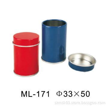 small round tea tin box